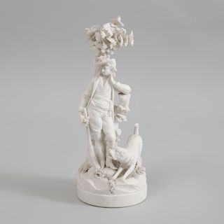 Locret Biscuit Porcelain Figure of a Hunter with Hound