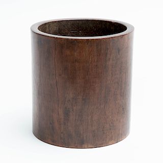 Chinese Carved Hardwood Brush Pot