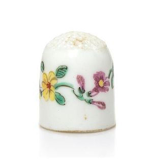 A Chelsea Porcelain Thimble, Height 3/4 inch.