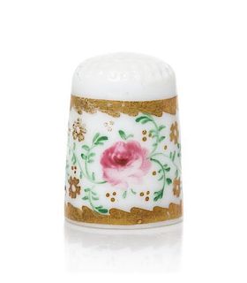 An English Porcelain Thimble, Height 7/8 inch.
