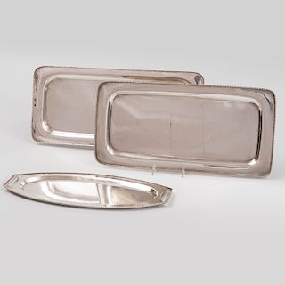 Two Hungarian Silver Rectangular Trays and an Oval Tray
