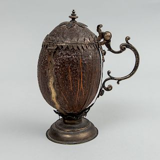 German Late Medieval Style Gilt-Brass-Mounted Coconut Shell Tankard