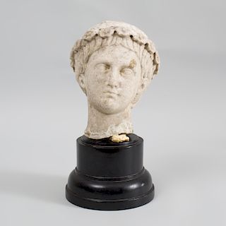 Roman Style Carved Marble Head of a Youth