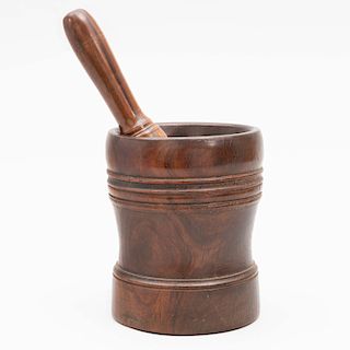 Carved Wood Mortar and a Pestle