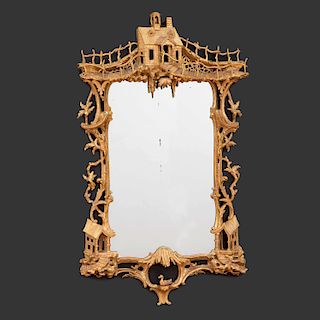 Extraordinarily Fine and Unusual George III Giltwood Mirror, in the Manner of Thomas Johnson 