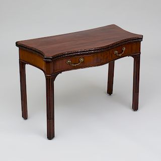 George III Carved Mahogany Serpentine-Fronted Games Table