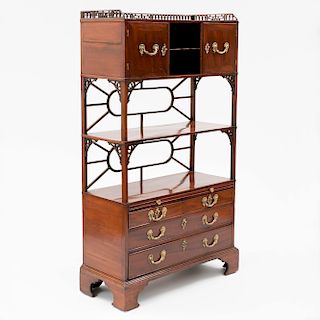 Unusual and Fine George III Carved Mahogany Étagère Cabinet