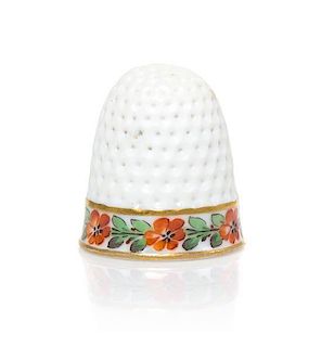 A German Porcelain Thimble, Height 3/4 inch.