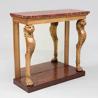 Regency Carved Giltwood Console Table 