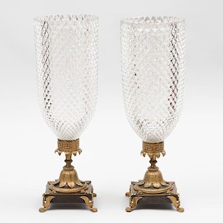 Pair of Regency Ormolu-Mounted Cut Glass Photophores 