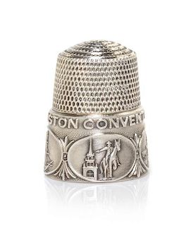 An American Silver Commemorative Thimble, Height 7/8 inch.