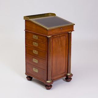Victorian Brass-Mounted Mahogany Davenport Desk