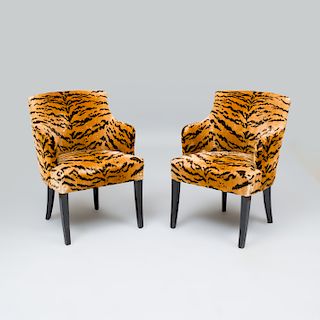 Pair of Tiger Velvet Chairs, Upholstered in Luigi Bevilacqua Fabric, Venice