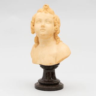 Carved Marble Bust of a Young Girl 