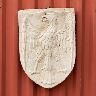 Continental Carved Marble Plaque Centered by an Eagle