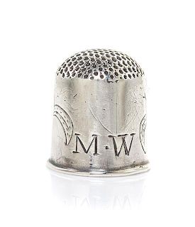 An American Silver Thimble, Height 5/8 inch.