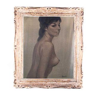 Luis Amendolla Gasparo. Desnudo femenino. Firmado. Enmarcado. 73 x 59 cm