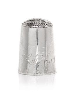 An American Silver Thimble, Height 7/8 inch.