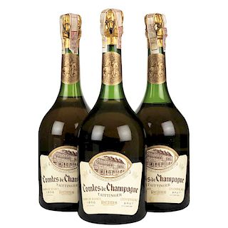 Taittinger. Cosecha 1966. Blanc de Blancs. Comtes de Champagne. Reims. Piezas: 3.