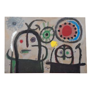 Joan Miró. De la serie cartones 1959-1965. Pochoir sin número de tiraje. Firmado en plancha. Enmarcado. 22 x 31 cm.