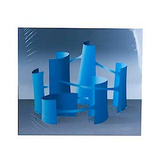 Kurt Larisch. Blue structures. Serigrafía 7 / 200 Firmada. Con sello de agua de Ediciones Multiarte, taller Enrique Cattaneo.