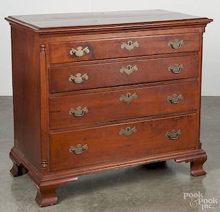 Pennsylvania Chippendale cherry chest of drawers, late 18th c., with reeded quarter columns, 34 1/