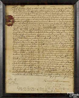 Marbletown, New York land patent, dated 1703, granted and signed by Henry Beekman