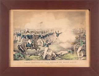 Currier, Nathaniel. Genl. Taylor at The Battle of Palo Alto. May 8th 1846. New York, 1846. Litografía coloreda, 20.5x31 cm. Enmarcada.