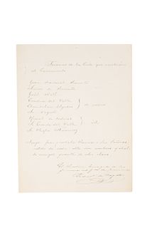 Negrete, Pedro Celestino. Ceremonial para el Casamiento del Sr. Capitán Garcín con la Señorita de Montholon. México, 1864. Firma.