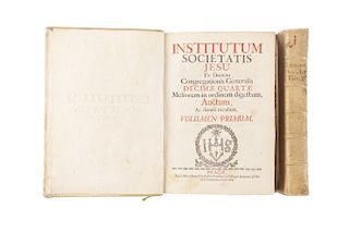 Institutum Societatis Jesu Ex Decreto Congregationis Generalis Decimae Quartae Meliorem... Pragae, 1705. Tomos I - II. Piezas: 2.