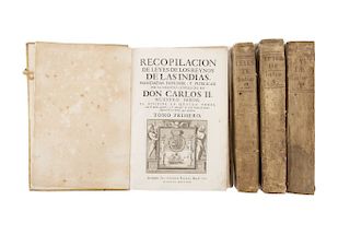 Recopilación de Leyes de los Reynos de las Indias... Madrid, 1756 / 1774. Tomos I - IV. Piezas: 4.