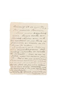 Carta Manuscrita de Amado Nervo Dirigida a Luis G. Urbina. Biarritz, 28 de agosto de 1913. 1 h. 14.5 x 11 cm.