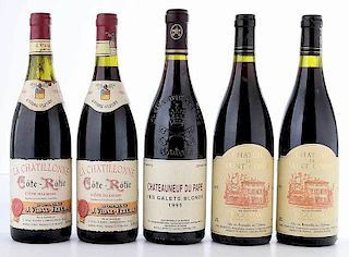 Five Vintage Bottles Rhône, Châteauneuf-du-Pape
