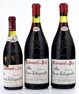 Three Vintage Bottles and Magnums Vieux Télégraphe Châteauneuf-du-Pape