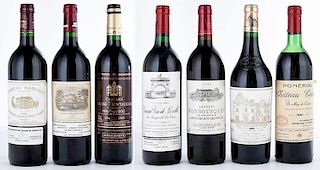 Seven Vintage Bottles Bordeaux, Lafite Rothschild, Margaux