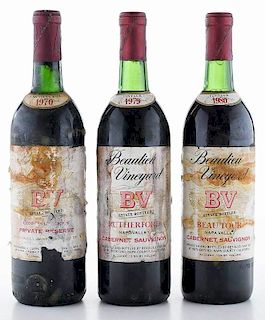 Three Vintage Bottles Napa Valley Beaulieu Cabernet Sauvignon