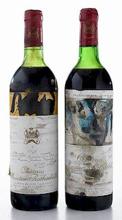 Two Vintage Bottles Château Mouton Rothschild Pauillac