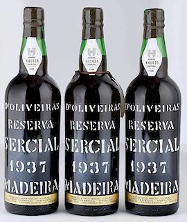 Three Bottles Fine 1937 D'Oliveira Sercial Reserva Madeira