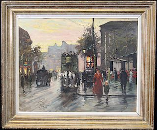 François Gerome  (B. 1895) Paris Street Scene