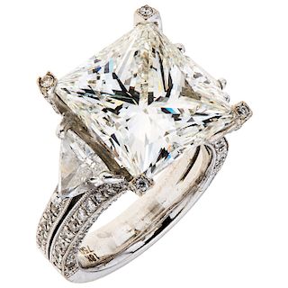 A diamond (one GIA certified) 18K white gold ring.
