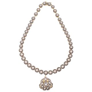 A diamond silver necklace.