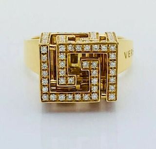 Versace 18k Gold 1ct VVS-E Diamonds Ring Size 7.25