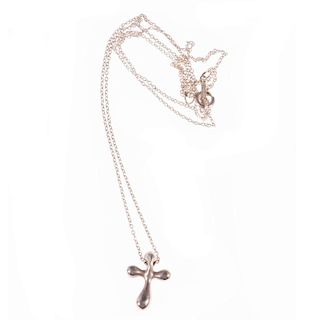 Tiffany Elsa Peretti Sterling Silver Cross Pendant & Chain