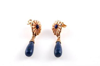 Pair of Lapis lazuli & 14k gold earrings