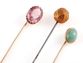 4 Vintage gem-set stickpins and hat pin