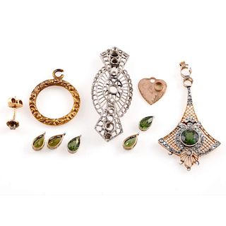 Collection of gem-set jewelry elements and mountings