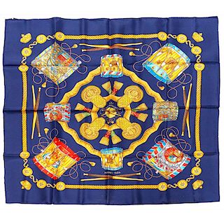 Hermes Silk Scarf "Les Tambours", boxed