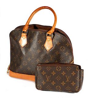 Louis Vuitton Alma leather/canvas monogram bag with interior case