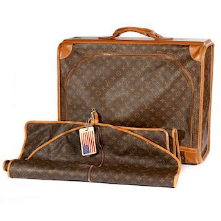 Louis Vuitton Monogram Leather Suitcase and Garment Bag