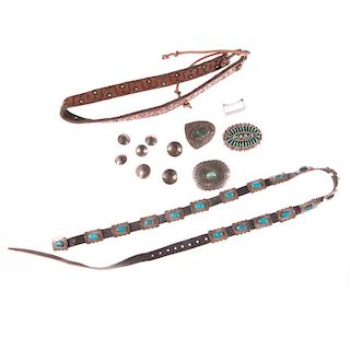 Collection of turquoise & silver Southwest items